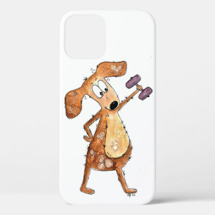 Cute Whimsical Brown Dog Lifgewicht iPhone 12 Hoesje