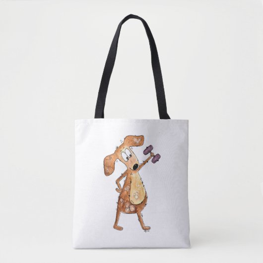 Cute Whimsical Brown Dog Lifgewicht Draagtas (Voorkant)
