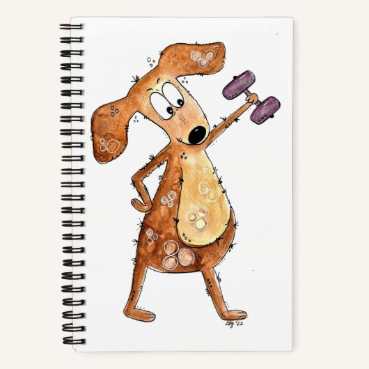 Cute Whimsical Brown Dog Lifgewicht Notitieboek (Voorkant)