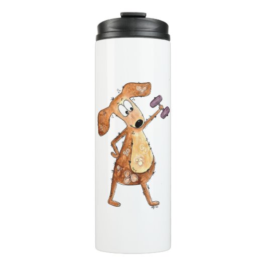 Cute Whimsical Brown Dog Lifgewicht Thermosbeker (Voorkant)