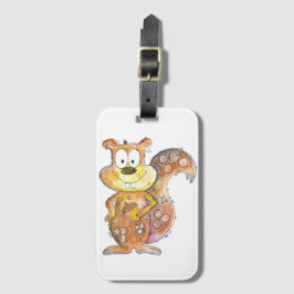 Cute Whimsical Brown Squirrel Bagagelabel