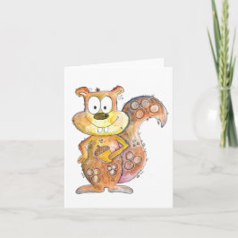Cute Whimsical Brown Squirrel Kaart