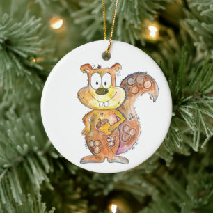 Cute Whimsical Brown Squirrel Keramisch Ornament