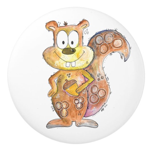 Cute Whimsical Brown Squirrel Keramische Knop (Voorkant)