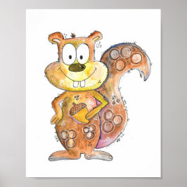Cute Whimsical Brown Squirrel Poster