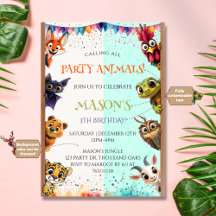 Cute Whimsical Calling All Party Animals Birthday