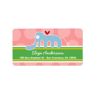 Cute Whimsical Cartoon Elephant Adresetiketten Etiket