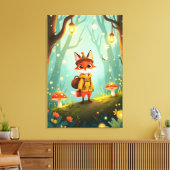 Cute Whimsical Cartoon Fox Canvas Afdruk (Insitu (Woonkamer))
