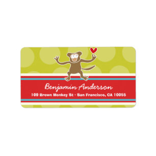 Cute Whimsical Cartoon Monkey Adresetiketten Etiket