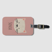 Cute Whimsical Cat Face Bagagelabel (Voorkant (horizontaal))