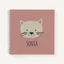 Cute Whimsical Cat Face Notitieboek