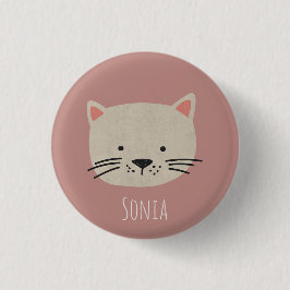Cute Whimsical Cat Face Ronde Button 3,2 Cm