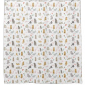 Cute Whimsical Cats Pattern Illustration Douchegordijn (Voorkant)
