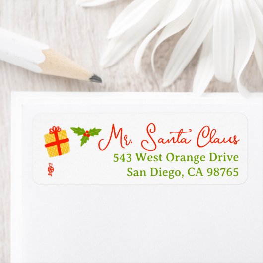 Cute Whimsical Christmas Return Address Custom Etiket (Insitu)