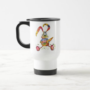 Cute Whimsical Colorful Bunny met wortel Reisbeker