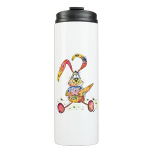 Cute Whimsical Colorful Bunny met wortel Thermosbeker