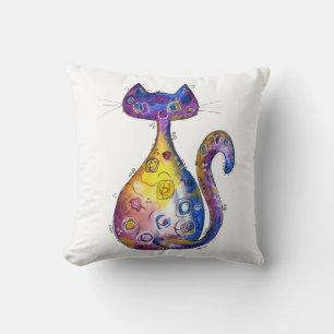 Cute Whimsical Colorful Cat Kussen