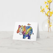 Cute Whimsical Colorful Elephant Kaart (Gele Bloem)