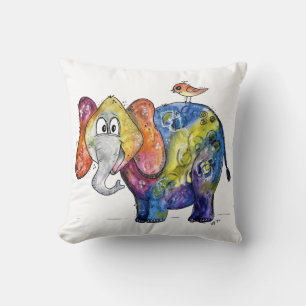 Cute Whimsical Colorful Elephant Kussen