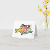 Cute Whimsical Colorful Fish Kaart (Gele Bloem)