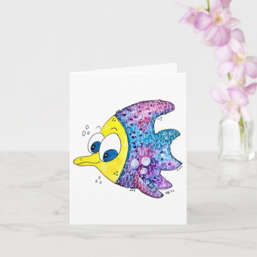 Cute Whimsical Colorful Fish Kaart (Orchidee)