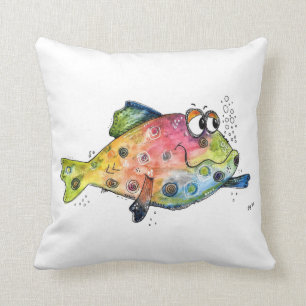 Cute Whimsical Colorful Fish Kussen