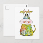 Cute Whimsical Colorful Koe Briefkaart (Voorkant / Achterkant)