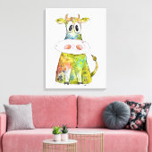Cute Whimsical Colorful Koe Canvas Print (Insitu (Woonkamer))