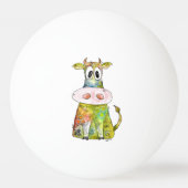 Cute Whimsical Colorful Koe Pingpongballen (Voorkant)