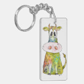 Cute Whimsical Colorful Koe Sleutelhanger (Voorkant Links)