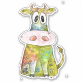 Cute Whimsical Colorful Koe Sticker (Voorkant)