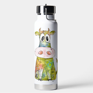 Cute Whimsical Colorful Koe Waterfles