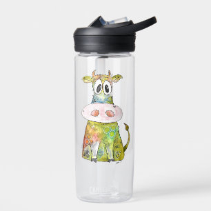 Cute Whimsical Colorful Koe Waterfles