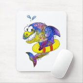 Cute Whimsical Colorful Shark in Float Muismat (Met muis)
