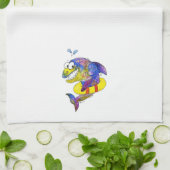 Cute Whimsical Colorful Shark in Float Theedoek (Gevouwen)