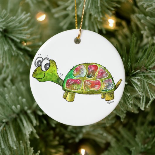 Cute Whimsical Colorful Turtle Keramisch Ornament (Boom)