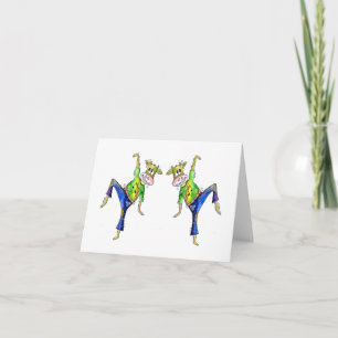 Cute Whimsical Dancing Koe Kaart