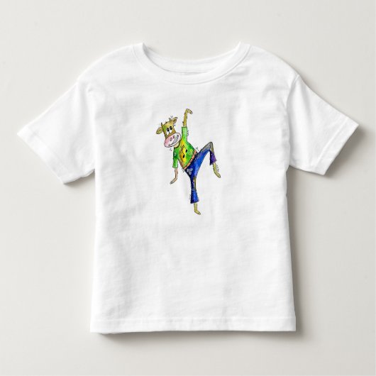 Cute Whimsical Dancing Koe Kinder Shirts (Voorkant)