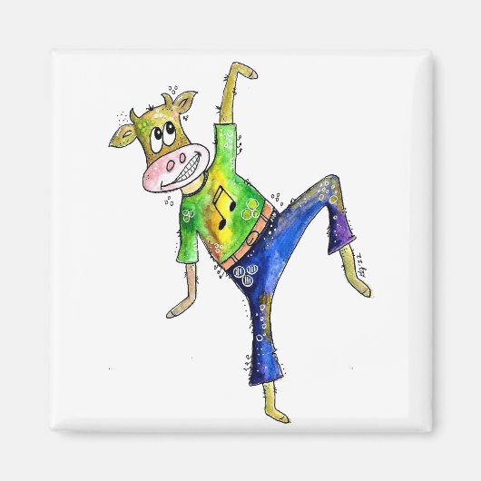 Cute Whimsical Dancing Koe Magneet (Voorkant)