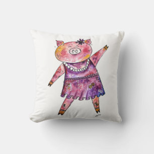 Cute Whimsical Dancing Pig Kussen