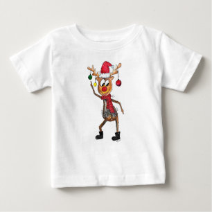 Cute Whimsical Dansende Kerstman Deer
