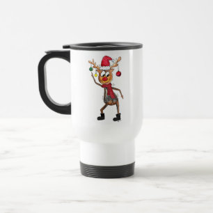 Cute Whimsical Dansende Kerstman Deer Reisbeker