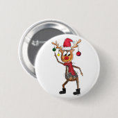 Cute Whimsical Dansende Kerstman Deer Ronde Button 5,7 Cm (Voorkant /achterkant)