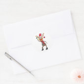 Cute Whimsical Dansende Kerstman Deer Ronde Sticker (Envelop)