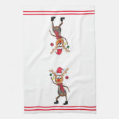 Cute Whimsical Dansende Kerstman Deer Theedoek (Verticaal)