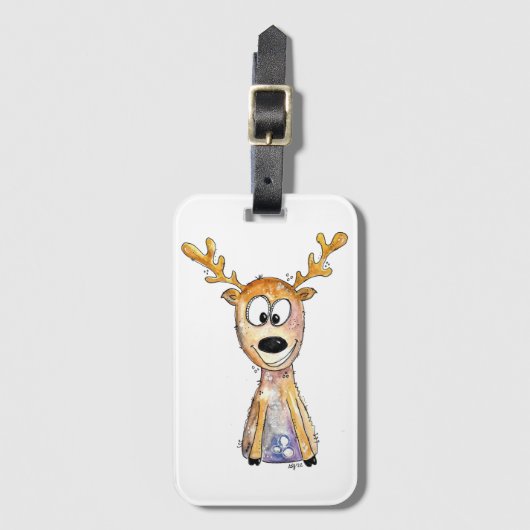 Cute Whimsical Deer Bagagelabel (Voorkant (verticaal))