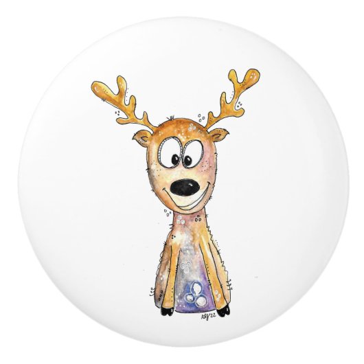 Cute Whimsical Deer Keramische Knop (Voorkant)