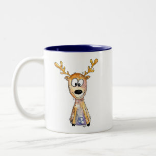 Cute Whimsical Deer Tweekleurige Koffiemok