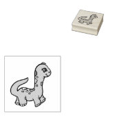 Cute Whimsical Dinosaur Rubberstempel (Gestempeld)