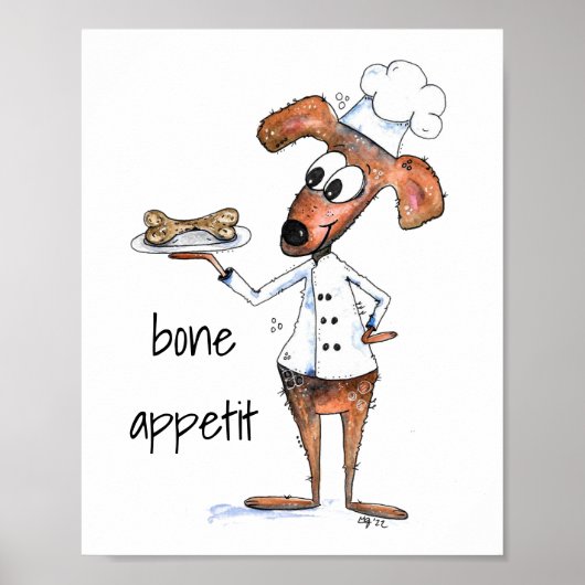 Cute Whimsical Dog Chef Poster (Voorkant)